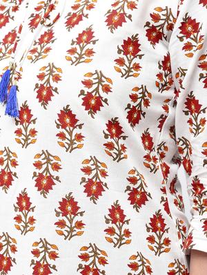 printed straight kurta with tassels - 15858517 - Standard Image - 5