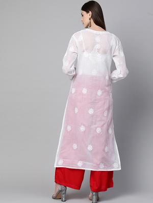 chikankari straight kurta - 15858687 - Standard Image - 4