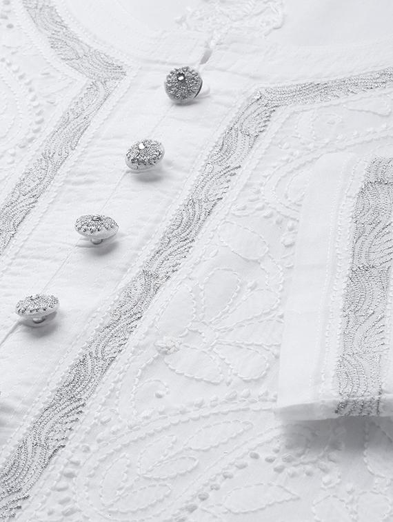chikankari straight kurta - 15858687 - Zoom Image - 5