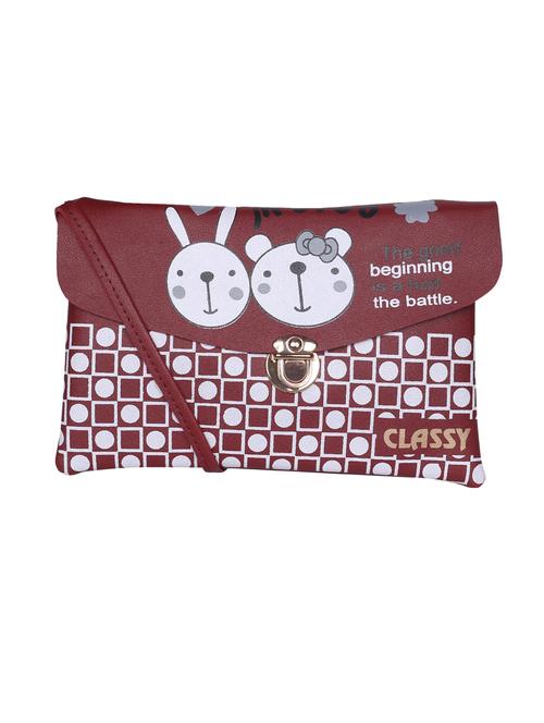 maroon leatherette (pu) regular sling bag - 15858696 - Standard Image - 1