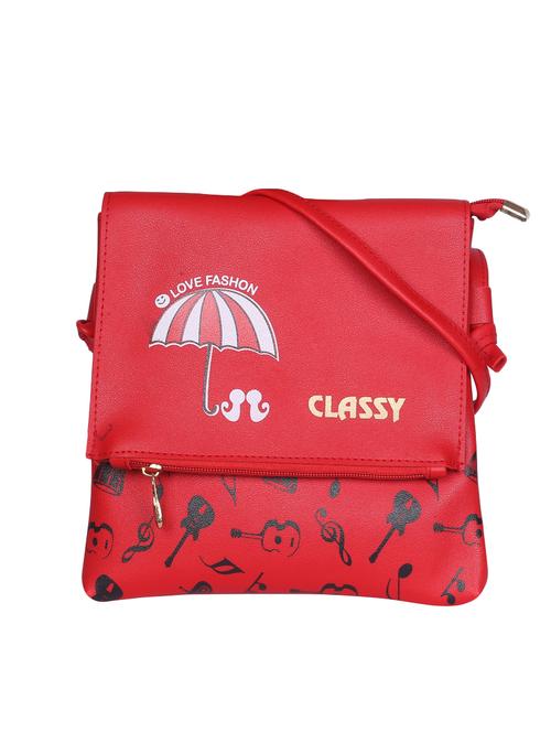 red leatherette (pu) regular sling bag - 15858705 - Standard Image - 1