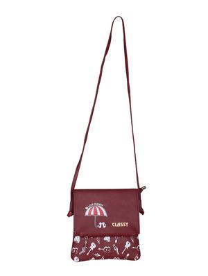 maroon leatherette (pu) regular sling bag - 15858706 - Standard Image - 5