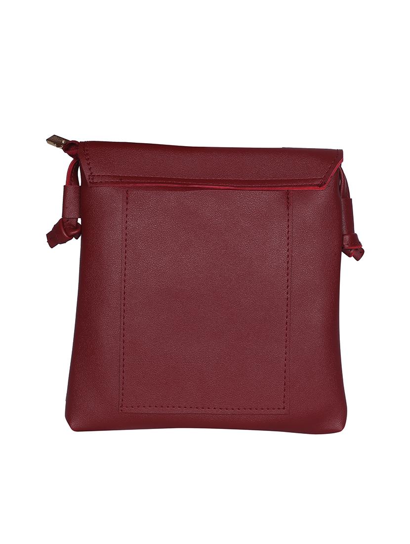 maroon leatherette (pu) regular sling bag - 15858706 - Zoom Image - 2