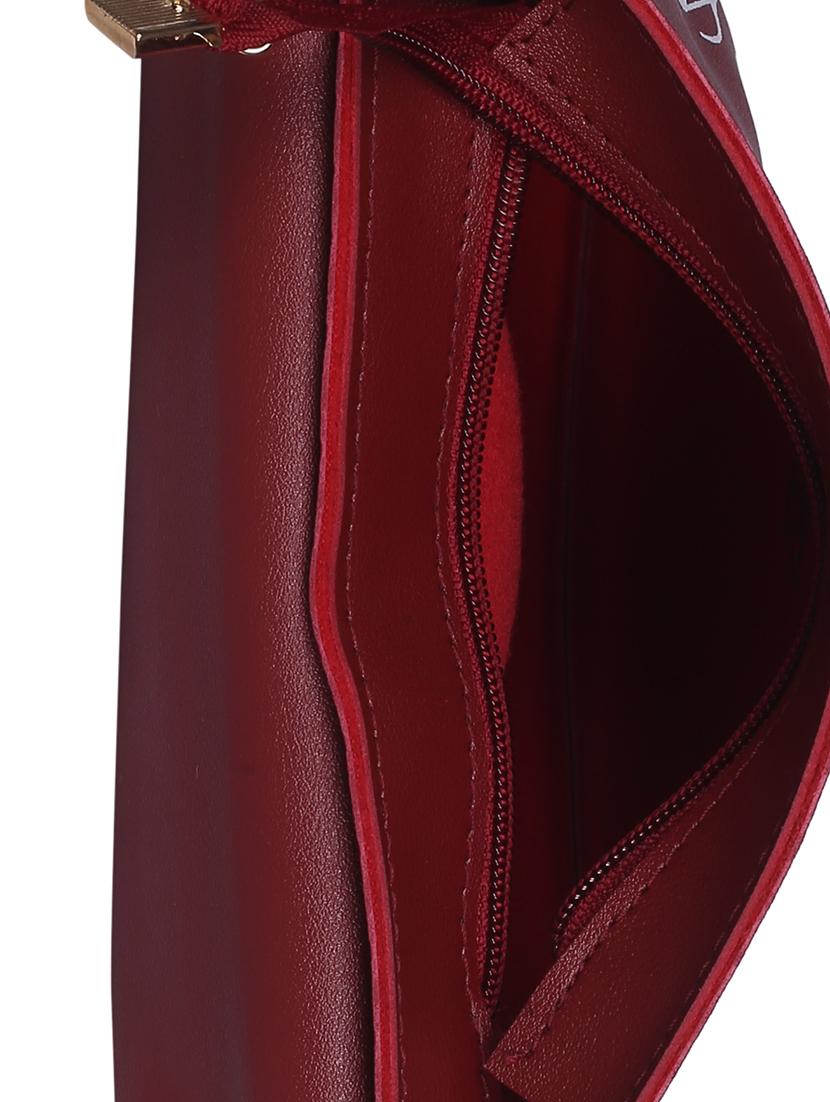maroon leatherette (pu) regular sling bag - 15858706 - Zoom Image - 3