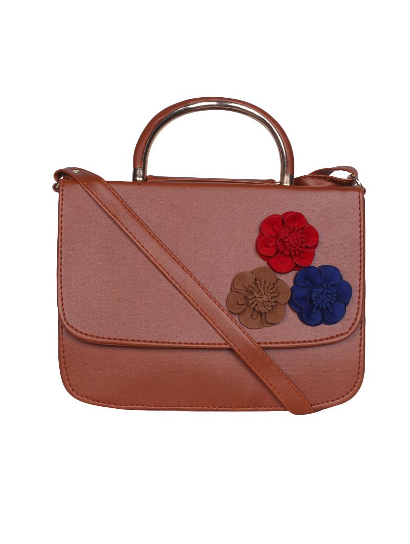 tan leatherette (pu) regular sling bag - 15858713 - Zoom Image - 1