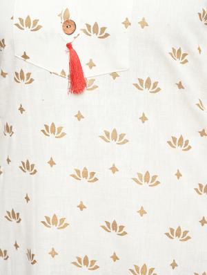 block printed straight kurta with tassels - 15858760 - Standard Image - 6