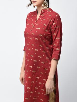 foil printed straight kurta - 15858761 - Standard Image - 4
