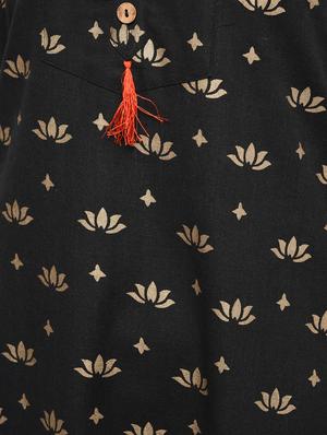 foil printed straight kurta with tassels - 15858763 - Standard Image - 6