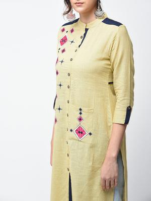 embroidered straight kurta - 15858766 - Standard Image - 4