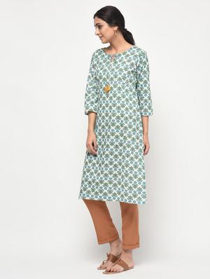 floral printed straight kurta with tassels - 15858772 - Standard Image - 2