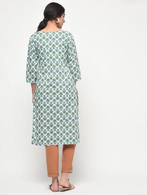 floral printed straight kurta with tassels - 15858772 - Standard Image - 3