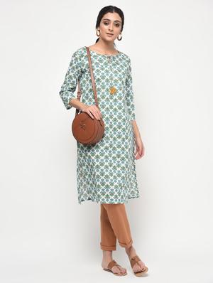 floral printed straight kurta with tassels - 15858772 - Standard Image - 4