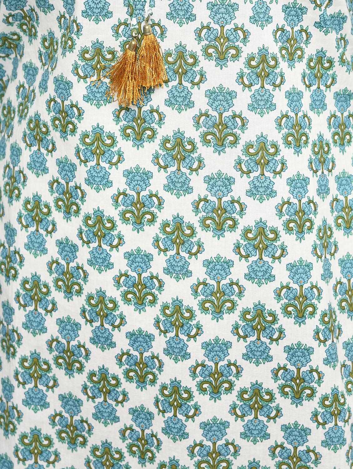 floral printed straight kurta with tassels - 15858772 - Zoom Image - 6