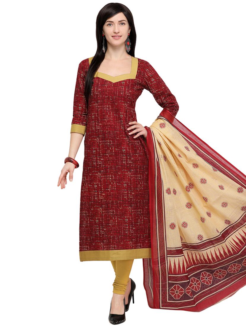 Printed unstitched churidaar suit - 15858969 - Zoom Image - 1