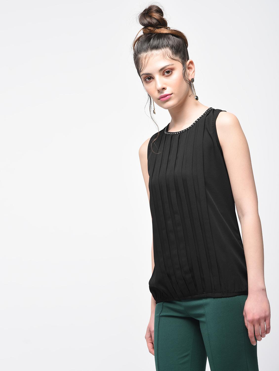 blouson pleated embellished top - 15859729 - Zoom Image - 1