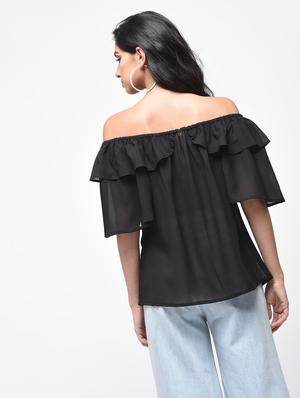 ruffle detail off shoulder top - 15859730 - Standard Image - 2