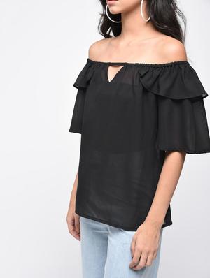 ruffle detail off shoulder top - 15859730 - Standard Image - 4