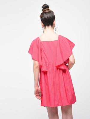 button detail gathered ruffled dress - 15859732 - Standard Image - 2