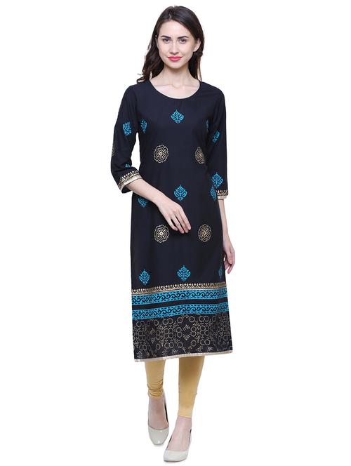 block print straight kurta - 15859738 - Standard Image - 1