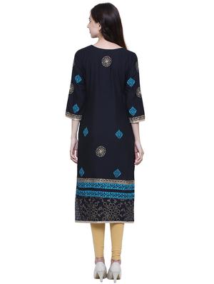 block print straight kurta - 15859738 - Standard Image - 3