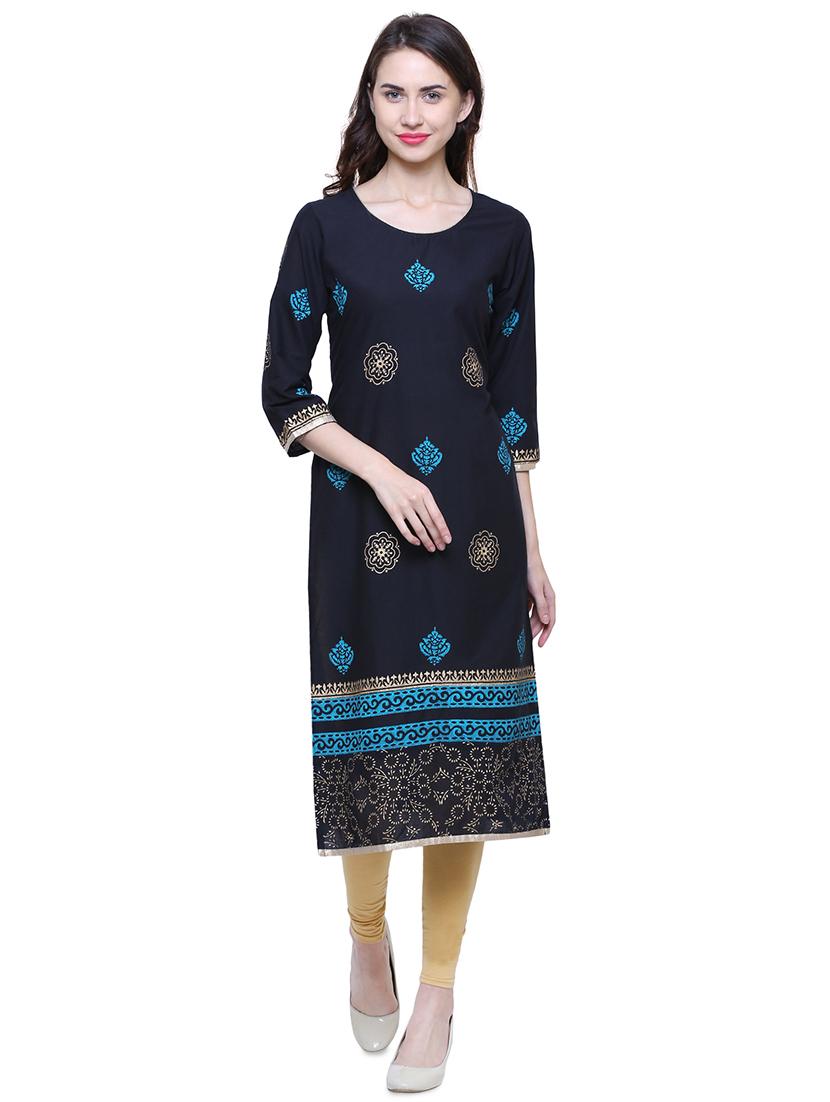 block print straight kurta - 15859738 - Zoom Image - 1