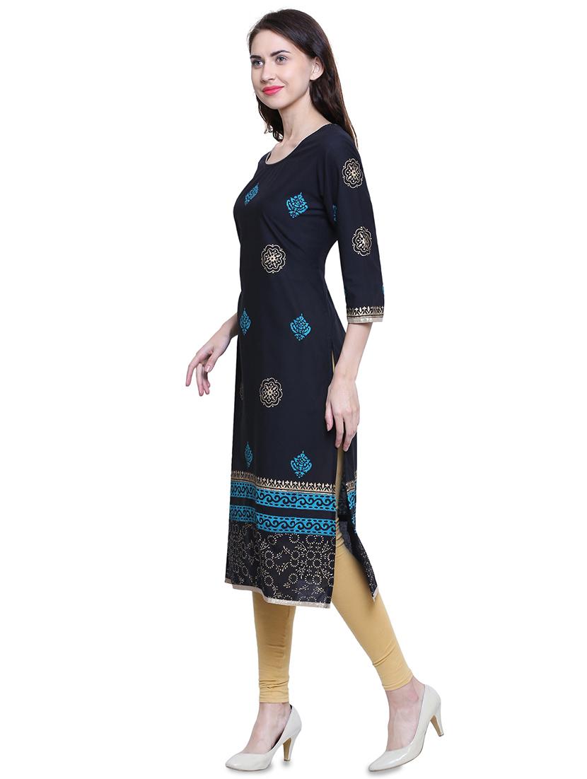 block print straight kurta - 15859738 - Zoom Image - 2