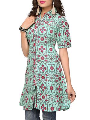 blue cotton aline kurti - 15859761 - Standard Image - 2