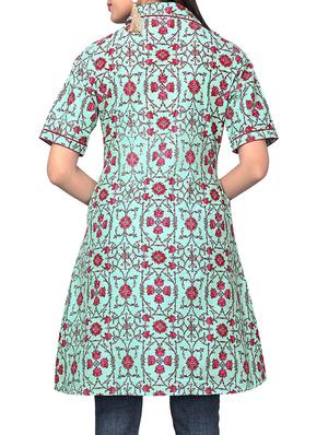 blue cotton aline kurti - 15859761 - Standard Image - 3