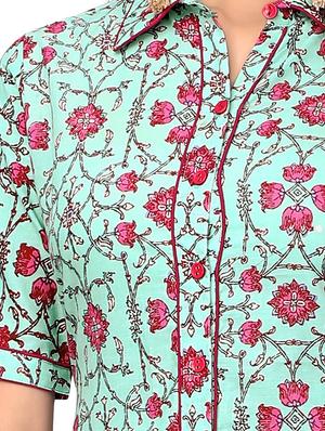 blue cotton aline kurti - 15859761 - Standard Image - 4