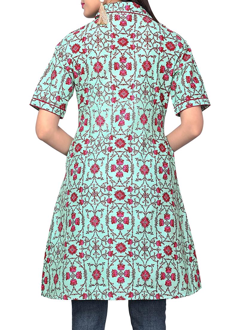 blue cotton aline kurti - 15859761 - Zoom Image - 3