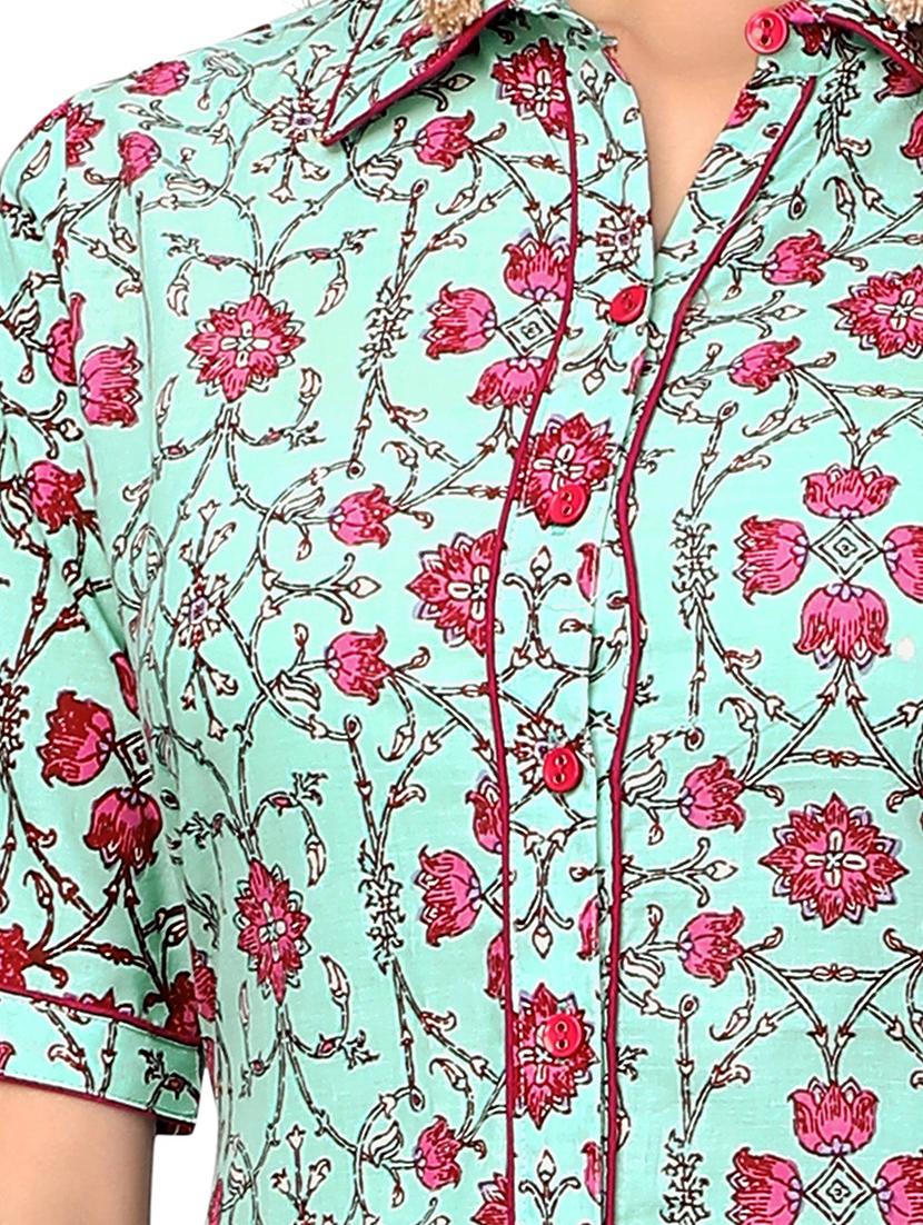 blue cotton aline kurti - 15859761 - Zoom Image - 4