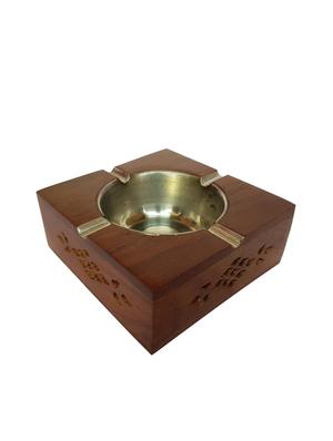 wooden antique ashtray with brass inlay - 15859767 - Standard Image - 3