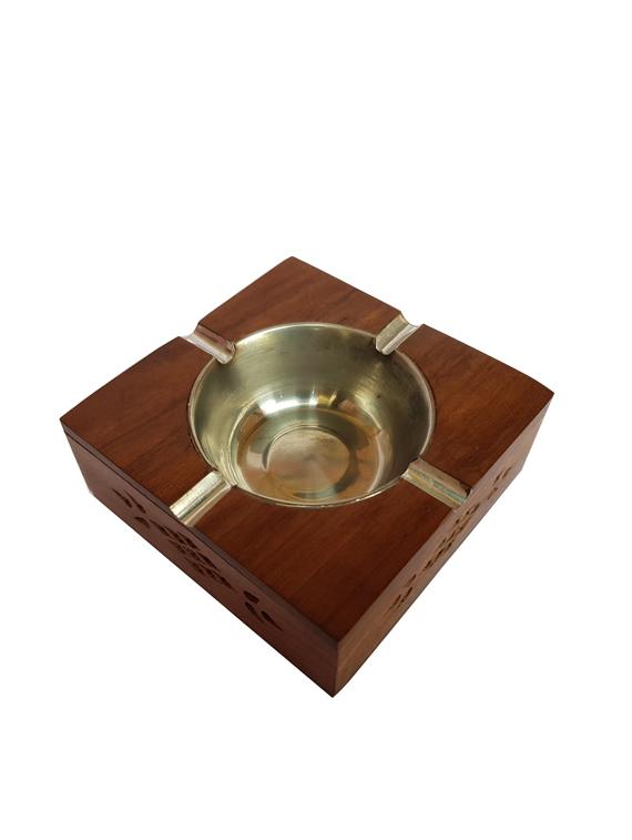 wooden antique ashtray with brass inlay - 15859767 - Zoom Image - 2