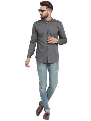 grey solid casual shirt - 15859768 - Standard Image - 4
