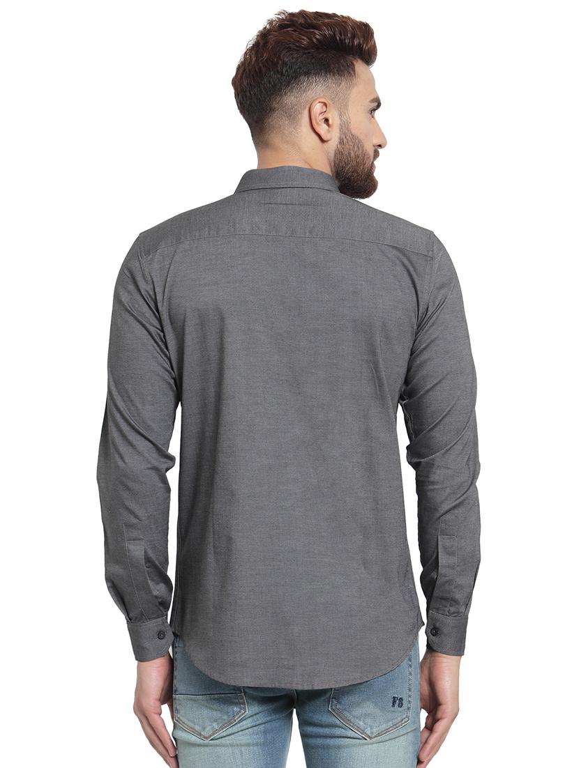 grey solid casual shirt - 15859772 - Zoom Image - 2