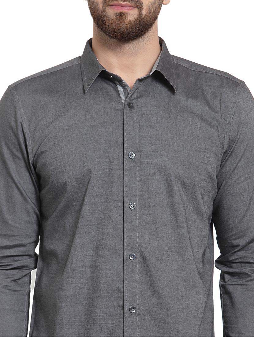 grey solid casual shirt - 15859772 - Zoom Image - 3
