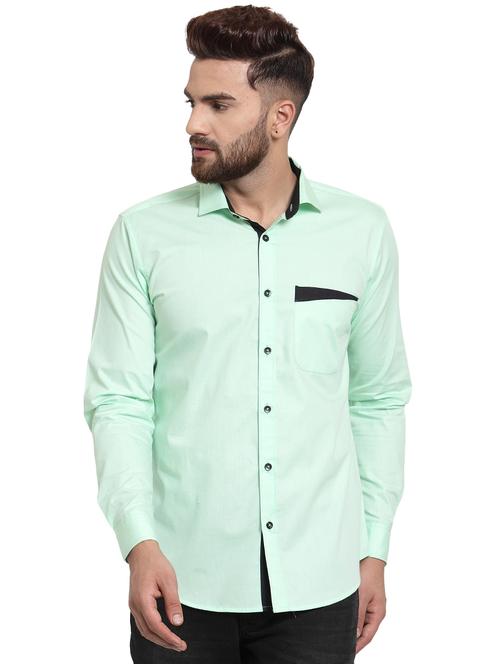 green solid casual shirt - 15859774 - Standard Image - 1