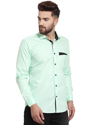 green solid casual shirt - 15859774 - Standard Image - 2