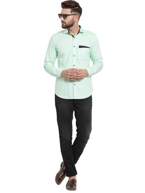 green solid casual shirt - 15859774 - Standard Image - 4