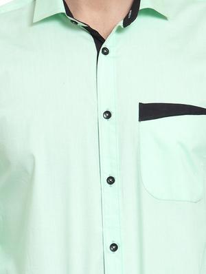 green solid casual shirt - 15859774 - Standard Image - 5
