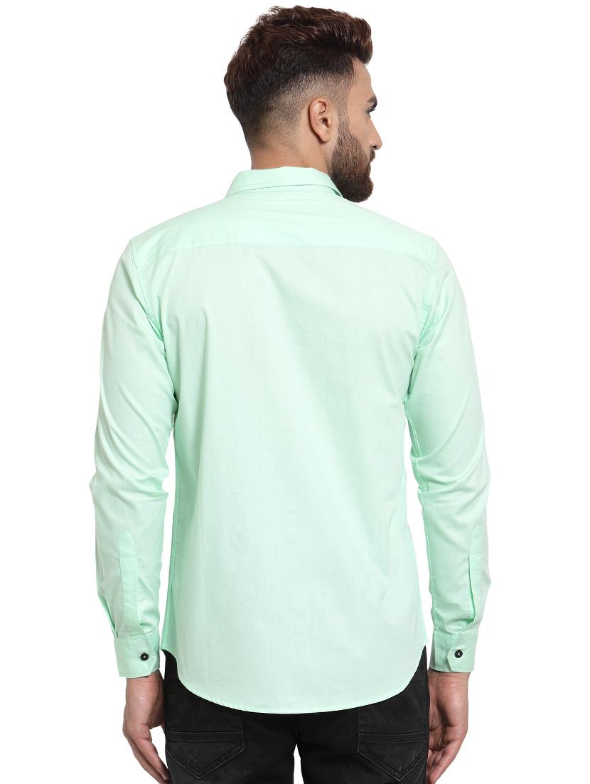 green solid casual shirt - 15859774 - Zoom Image - 3