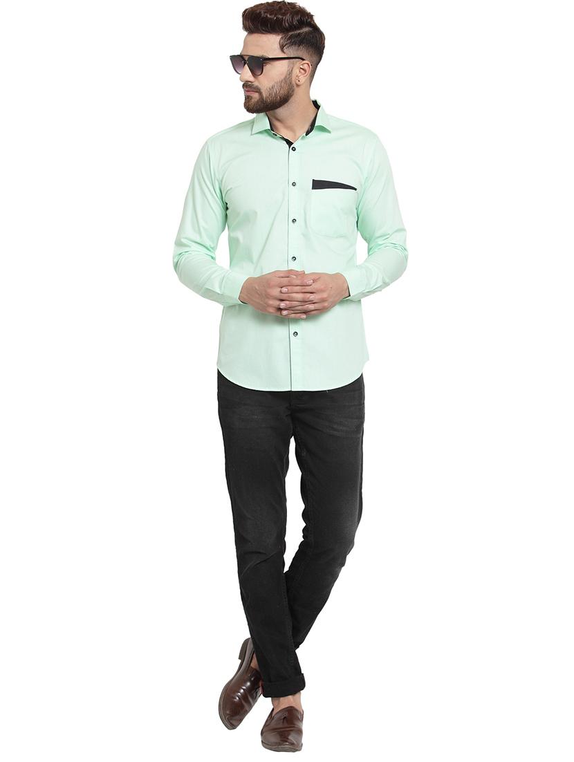 green solid casual shirt - 15859774 - Zoom Image - 4