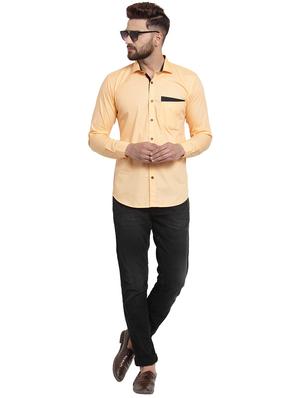 orange solid casual shirt - 15859777 - Standard Image - 3