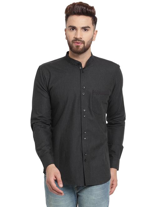 black solid casual shirt - 15859778 - Standard Image - 1