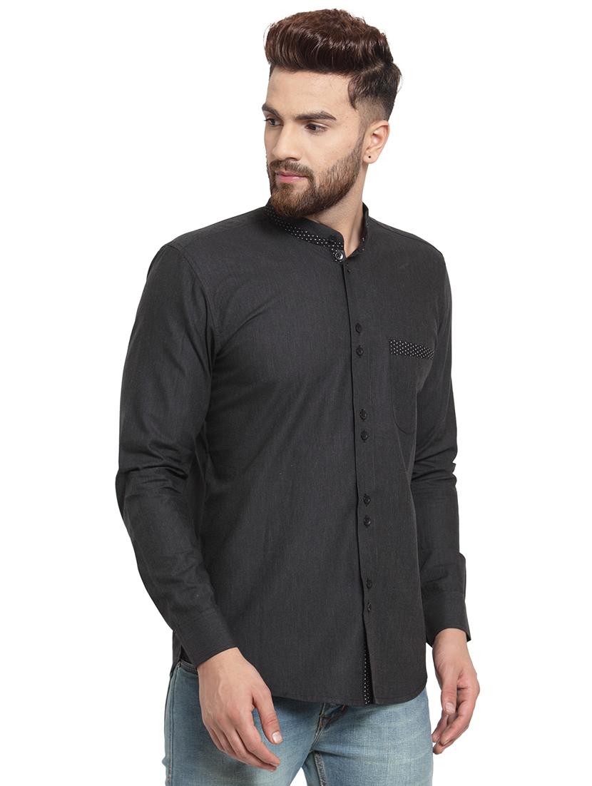 black solid casual shirt - 15859778 - Zoom Image - 2