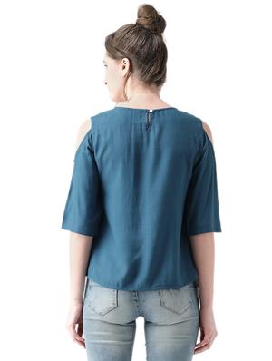 embroidered cold shoulder top - 15859904 - Standard Image - 2