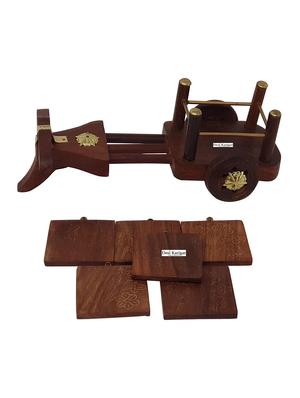 wooden tea coffee coaster set cart shape - 15859905 - Standard Image - 3