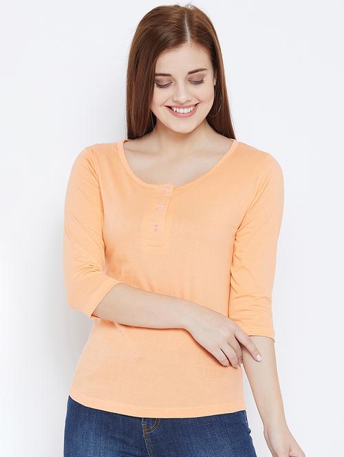melon orange henley tee - 15859906 - Standard Image - 1