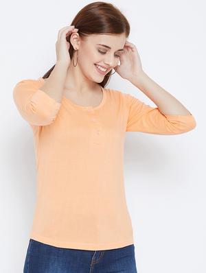 melon orange henley tee - 15859906 - Standard Image - 2