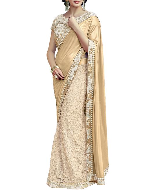floral embroidered half & half saree with blouse - 15860036 - Standard Image - 1